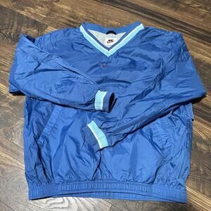 Vintage Nike Jacket Womens Large 12-14 Blue Center Swoosh WIndbreaker Mesh